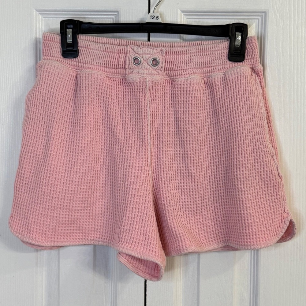 Aerie Waffle Knit‎ Lounge Shorts Drawstring Pockets Casual Pink Size S 3 in